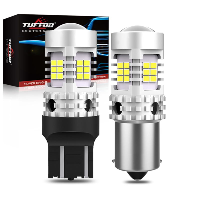 Tuffoo หลอดไฟตัดหมอก LED 12V 1156 BA15S P21W 6000K สีขาว แบบเปลี่ยน สําหรับรถยนต์ DRL 2 ชิ้น