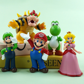 Nintendo Game Super Mario Bros. ขนาด 9.5 ซม. 3 ชิ้น 5 ชิ้น ต่อชุด โมเดลฟิกเกอร์ PVC รูป Mario Luigi Bowser Koopa Yoshi Peach ของเล่นสําหรับเด็ก