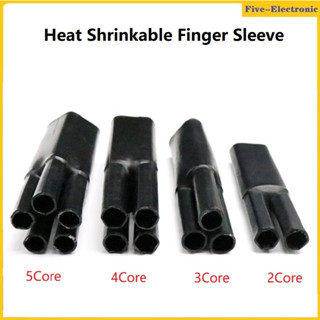 5Pcs Cable Heat Shrinkable Finger Sleeve 1KV Shrink Branch Insulation Protective Sleeve Heat Shrinkable Cable Terminal Sleeve 2/3/4/5/Core With Glue Waterproof ปลอกหุ้มสายเคเบิล กันความร้อน  พร้อมกาว กันน้ํา