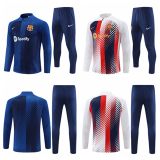 เสื้อกีฬาแขนสั้น ลายทีมชาติฟุตบอล Barcelona 2023-24 ชุดเหย้า และกางเกง