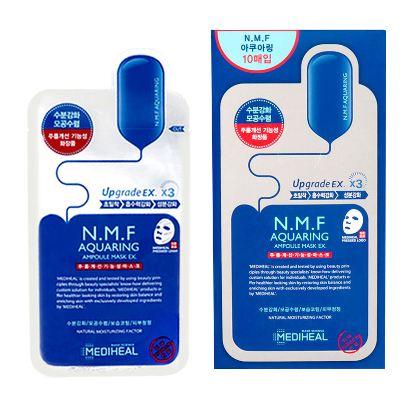 Mediheal N.M.F Aquaring Ampoule Mask 25 มล. x 10 ชิ้น (ของแท้ 100%) มอยส์เจอร์ไรซิ่ง / กระชับรูขุมขน NMF