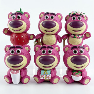 โมเดลฟิกเกอร์ PVC รูปการ์ตูนดิสนีย์ Toy Story Lotso Strawberry Bear Q Version ขนาด 8-9 ซม. 6 ชิ้น ต่อชุด