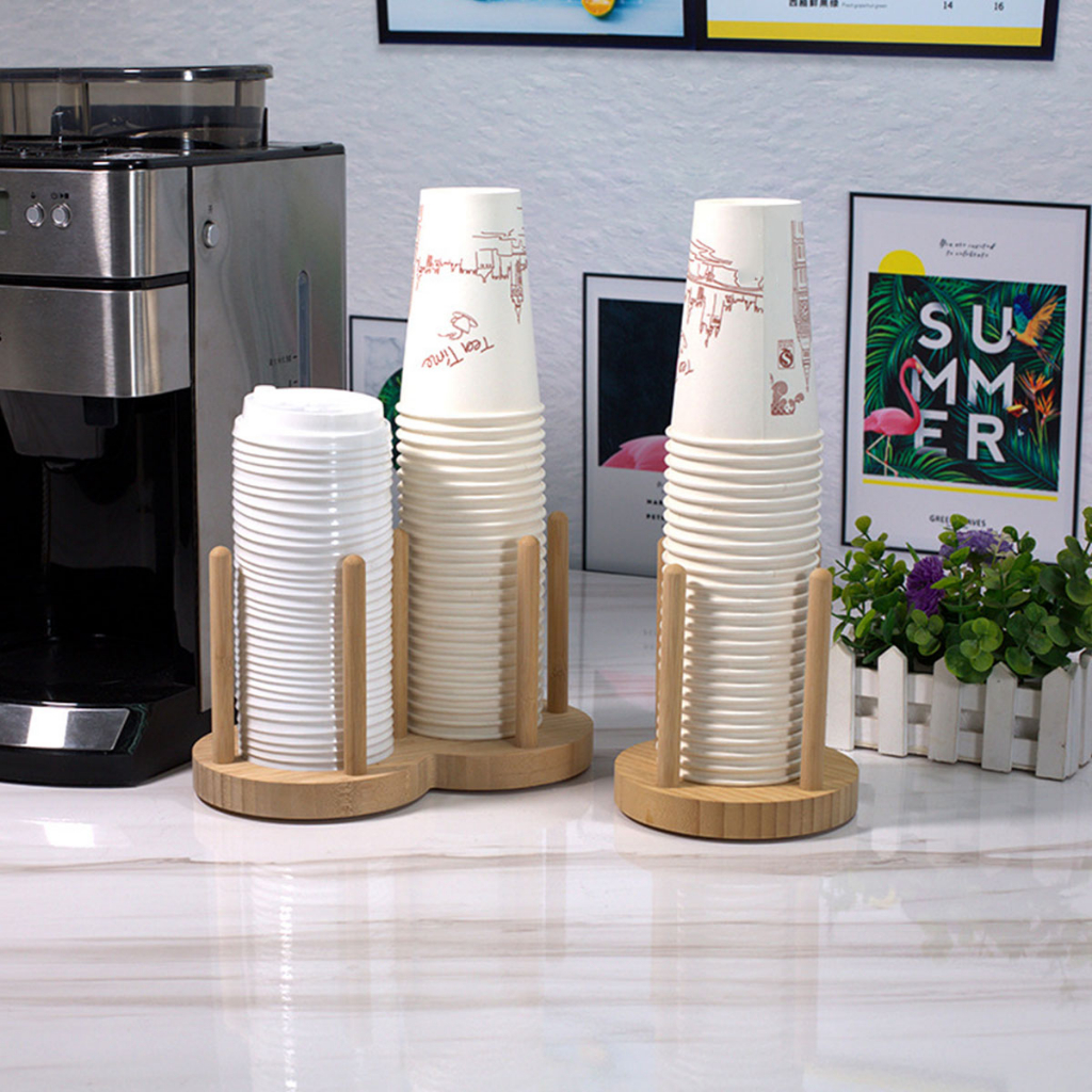 ที่วางแก้วกระดาษ แบบไม้ กันลื่น ช่องวางของ เก็บแก้วร้านกาแฟ สามารถเลือกได้สองแบบ
