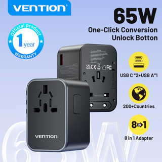 Vention 2 in 1 อะแดปเตอร์ชาร์จโทรศัพท์มือถือ AC + USB 65W GaN Global สําหรับสมาร์ทโฟน แล็ปท็อป PD