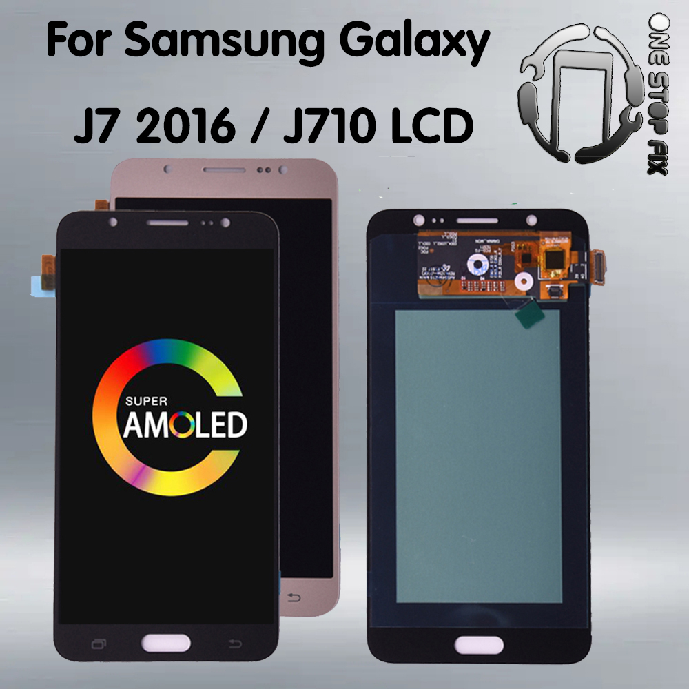 Amoled จอแสดงผล LCD J710 สําหรับ Samsung Galaxy J7 2016 J710 J710FN J710F J710M Touch Screen Digitiz