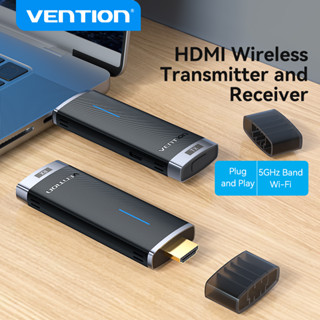 Vention อะแดปเตอร์รับส่งสัญญาณ HDMI ไร้สาย แบบพกพา ปลั๊กแอนด์เพลย์ รองรับ 2.4 5GHz สําหรับสตรีมมิ่งวิดีโอ แล็ปท็อป พีซี มอนิเตอร์โปรเจคเตอร์