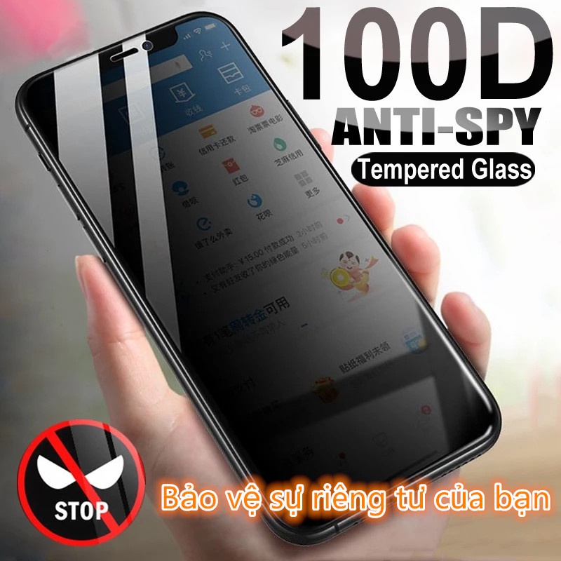 100dกระจกนิรภัยป้องกันการแอบดูคลุมทั้งหมดสําหรับiphone 16 Pro Max 14Plus 15 14 13 12 11 Pro Max X XS XRความเป็นส่วนตัวป้องกันหน้าจอกระจก