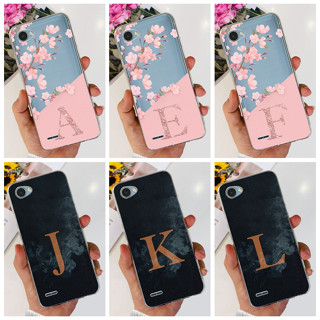 Lg Q6 Q6+ Q6a X600K X600L X600S เคสซิลิโคน TPU นิ่ม ลายดอกไม้ ตัวอักษรเบื้องต้น สวยงาม LGq6 Q6 Plus Q6 Alpha