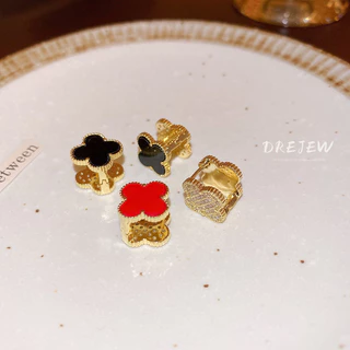 DREJEW ต่างหูเพทาย 18K รูปดอกไม้ สไตล์เกาหลี หรูหรา สําหรับผู้หญิง