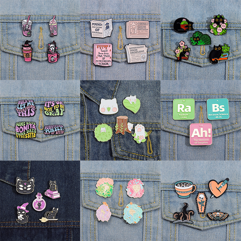 3-6 ชิ้น / เซต แม่มด กบวิเศษ เคลือบ Pins สัตว์ เข็มกลัด พังก์ กระถางแมว เข็มกลัด ดอกไม้ ขวดยา เข็มกลัด ป้าย เครื่องประดับ ของขวัญ - รูปที่ 2