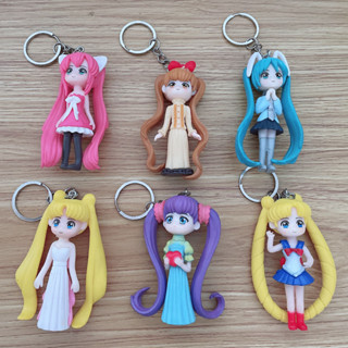 พวงกุญแจฟิกเกอร์ อนิเมะ Hatsune Miku Sailor Moon Tsukino Usagi Hino Rei Aino Minako Mizuno Ami 7 ซม. 6 ชิ้น ต่อชุด