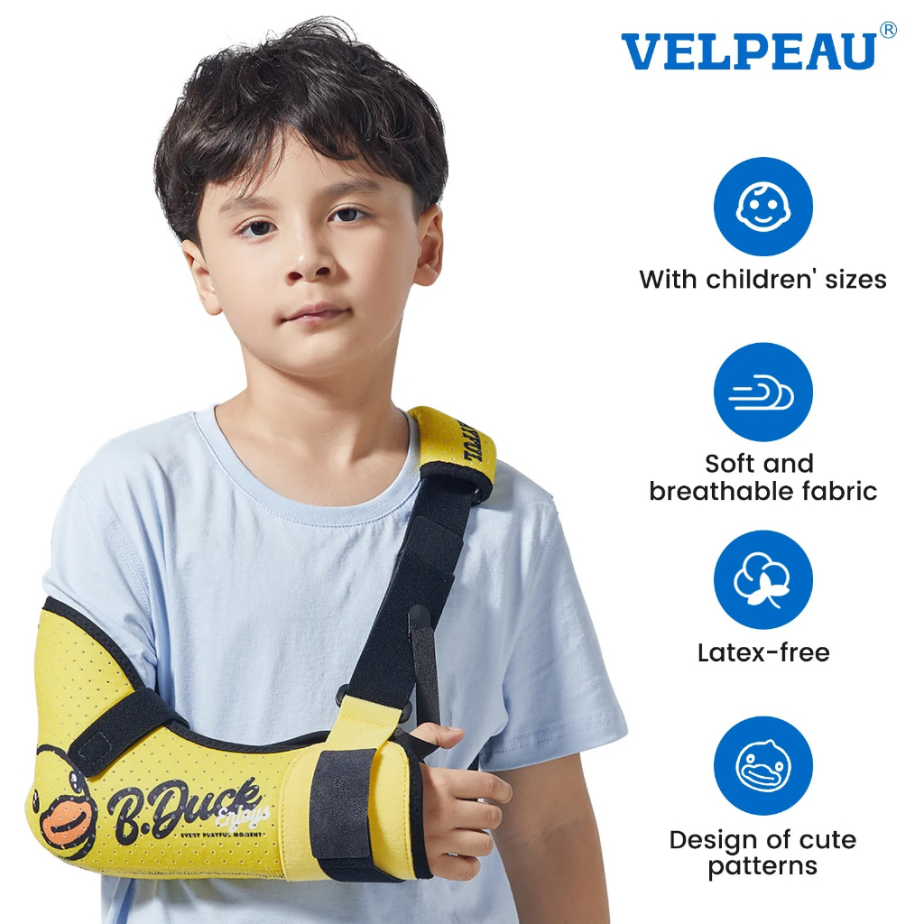 VELPEAU สลิงแขนสําหรับแขนแพลงและหักทางการแพทย์ปลายแขนอิมโมบิลลิเซอร์ไหล่สนับสนุนสําหรับเด็กปรับและระบายอากาศ