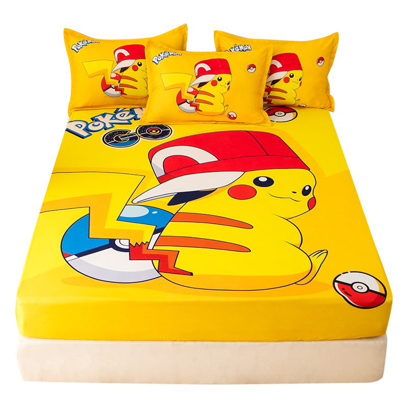 ผ้าปูที่นอน sheet Pikachu 5ฟุต 6ฟุต ลายการ์ตูนโปเกม่อนน่ารัก แบบนิ่ม สีเหลือง สําหรับเด็ก