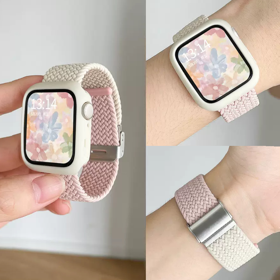 เคสฟรี! สายนาฬิกาข้อมือไนล่อนถัก สําหรับ AP Watch Strap Series 9 8 7 6 5 4 3 2 1,se, se2,Ultra, Ultra 2 Strap Size 49 มม. 41 มม. 45 มม. 38 มม. 40 มม. 42 มม. 44 มม.