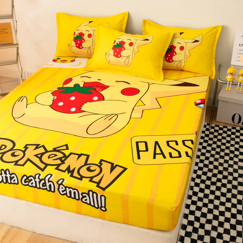 ผ้าปูที่นอน Dansunreve ลายโปเกม่อน ปิกาจู 5 ฟุต 6 ฟุต รัดมุม thumbnail 8