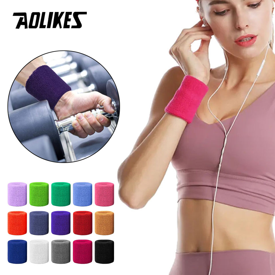Aolikes ปลอกสายรัดข้อมือ ซับเหงื่อ ใส่เล่นกีฬา ออกกำลังกาย สำหรับ Unisex
