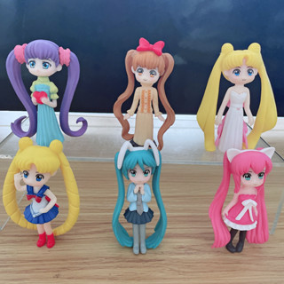 โมเดลฟิกเกอร์ อนิเมะ Hatsune Miku Sailor Moon Tsukino Usagi Hino Rei Aino Minako Mizuno Ami ขนาด 7 ซม. 6 ชิ้น ต่อชุด