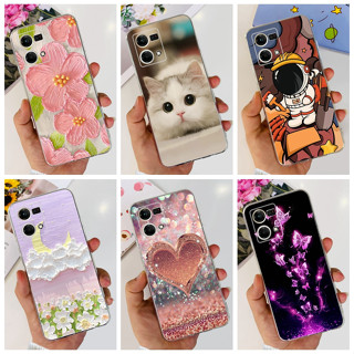 เคสโทรศัพท์ซิลิโคน TPU แบบนิ่ม ลายดอกไม้ แมวน่ารัก สําหรับ OPPO Reno7 4G (CPH2363) Reno8 4G (CPH2457)