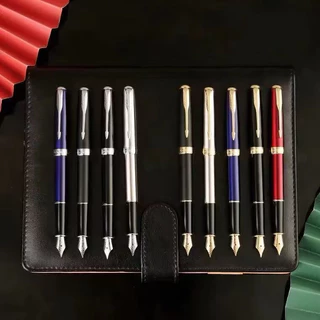 【แกะสลักฟรี + 1ink + 1Gift Box】Parker Sonnet Fountain Pen Frosted Black Rod Gold Clip Jewelry Pen High-End Signature Gifts