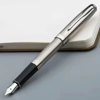 【แกะสลักฟรี + 1ink + 1Gift Box】Parker Sonnet Fountain Pen Frosted Black Rod Gold Clip Jewelry Pen High-End Signature Gifts