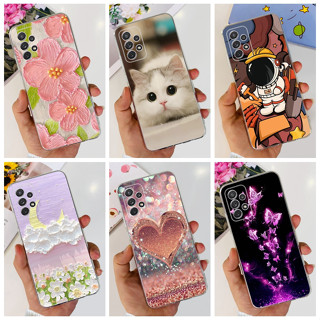 เคสโทรศัพท์ซิลิโคน TPU แบบนิ่ม ลายดอกไม้ แมวน่ารัก สําหรับ Samsung Galaxy A33 5G A53 5G A73 5G