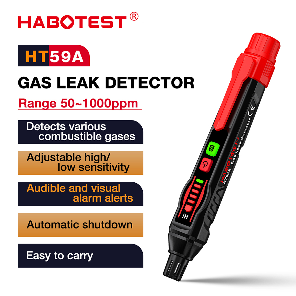 Habotest HT59A เครื่องตรวจจับก๊าซธรรมชาติ แบบพกพา พร้อมเสียง และเสียงเตือนภัย พร้อมหน้าจอ LCD หลากสี