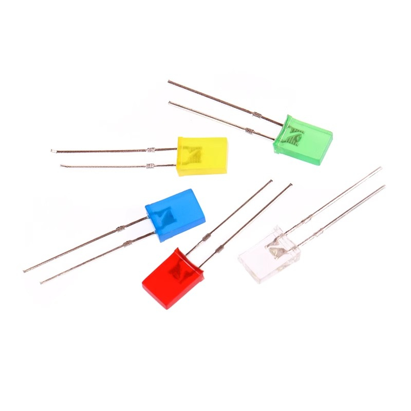 ((10 ชิ้น) ไดโอดไฟ LED ทรงสี่เหลี่ยม เรืองแสง สีขาว สีฟ้า สีแดง สีเขียว สีเหลือง 2x5x7 มม. 2x5x7 มม.