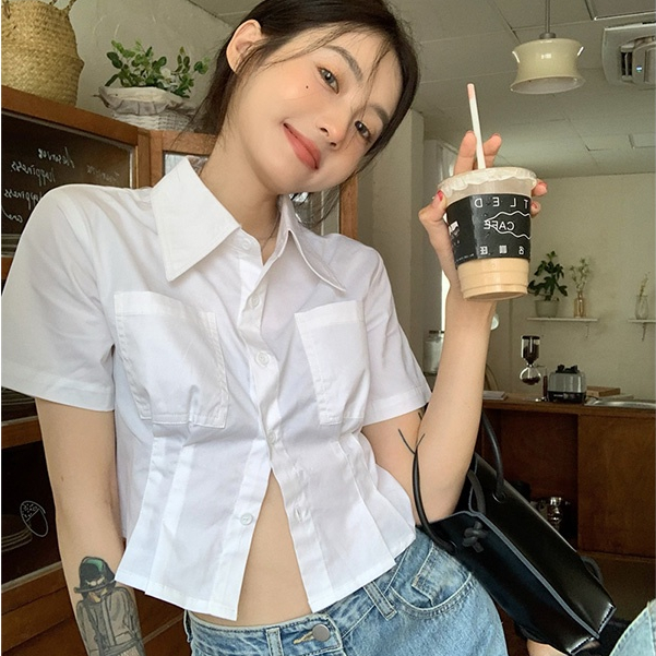 Floerns เสื้อเชิ้ตแขนสั้น สีขาว แฟชั่นฤดูร้อน สําหรับผู้หญิง
