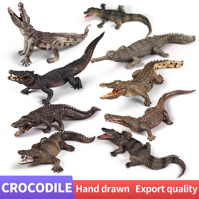 โมเดลตุ๊กตาจระเข้ PVC รูปสัตว์ป่า จระเข้น่ารัก ของเล่นเสริมการเรียนรู้ สําหรับเด็ก