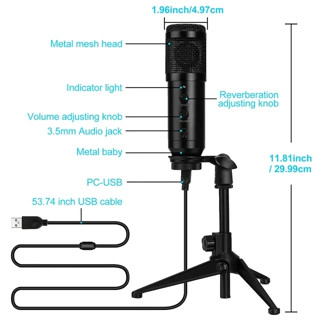 ไมโครโฟนคอนเดนเซอร์บันทึกเสียง แบบใช้สาย usb สําหรับคอมพิวเตอร์ตั้งโต๊ะ