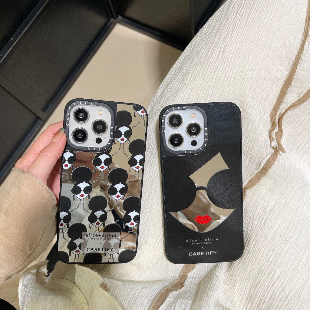 Alice + olivia CT Specular surface Magnetic Case cover เข้ากันได้กับ iphone12 13 14 15 16 17 plus promax เคสป้องกัน