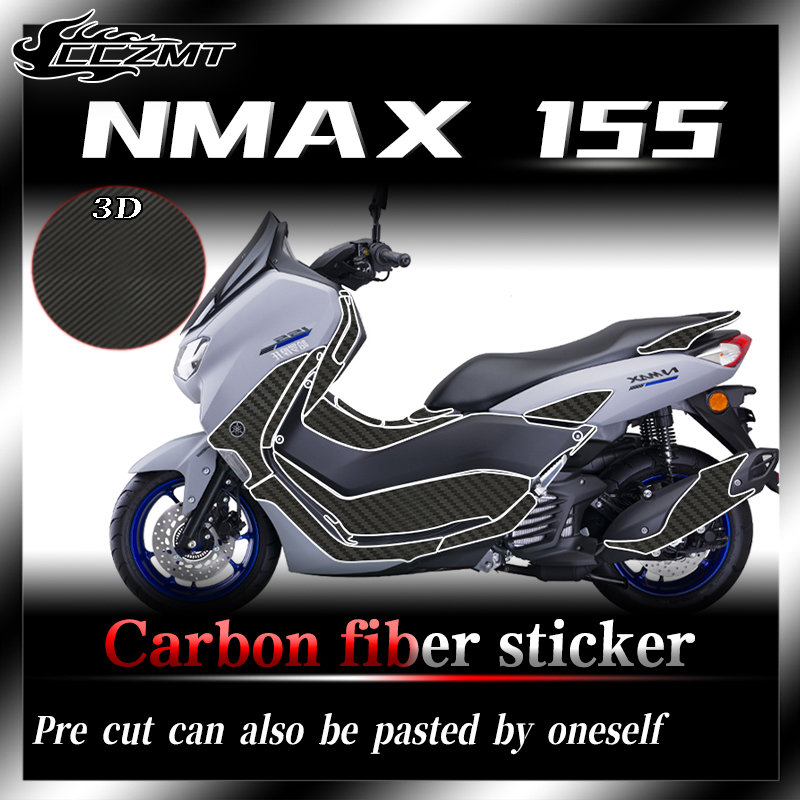 สติกเกอร์คาร์บอนไฟเบอร์ 3D กันน้ํา สําหรับติดตกแต่งรถจักรยานยนต์ Yamaha nmax155 nmax155 2020 2021 2022