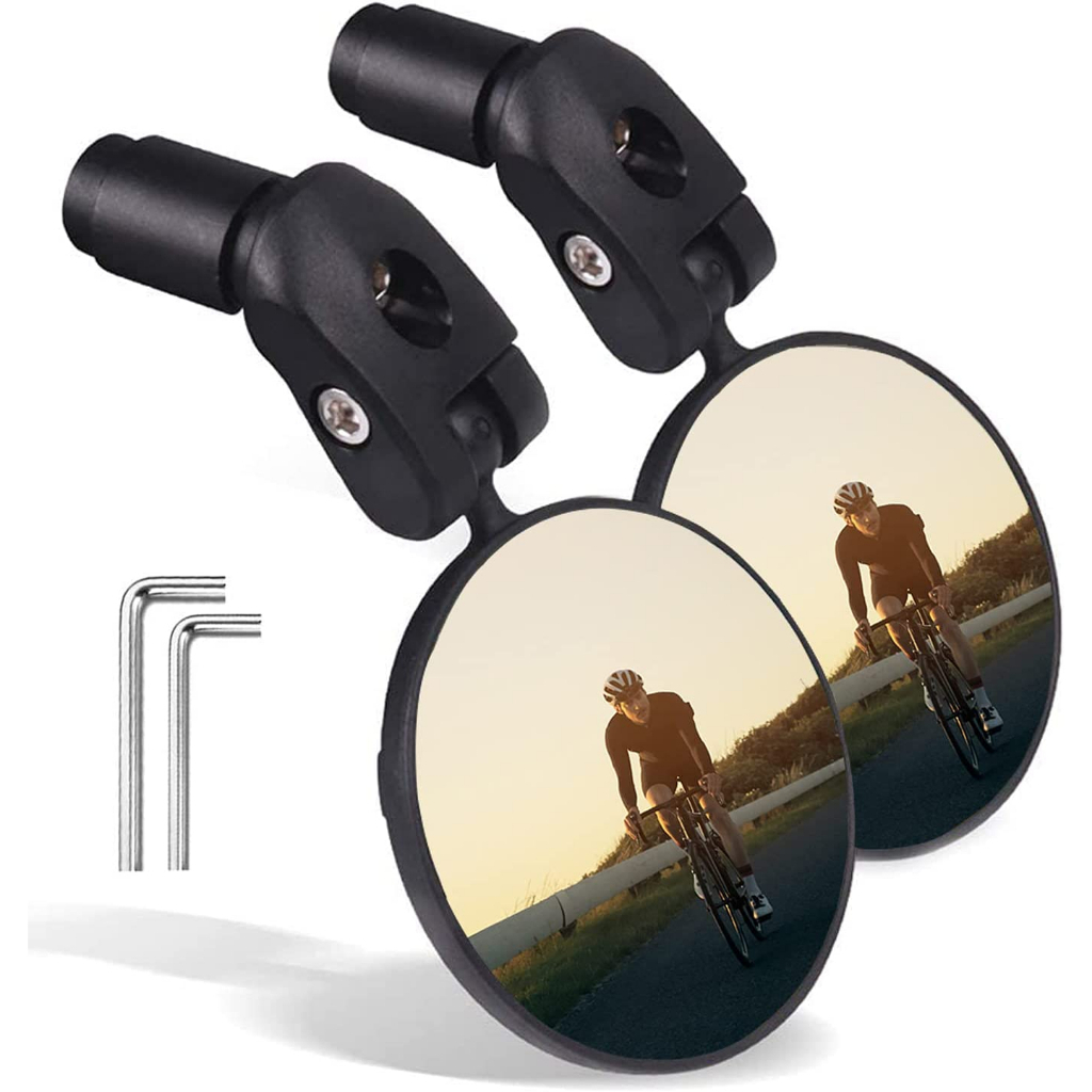 360° กระจกมองหลัง เลนส์สเตนเลส แบบหมุนได้ สําหรับติดแฮนด์รถจักรยาน MTB