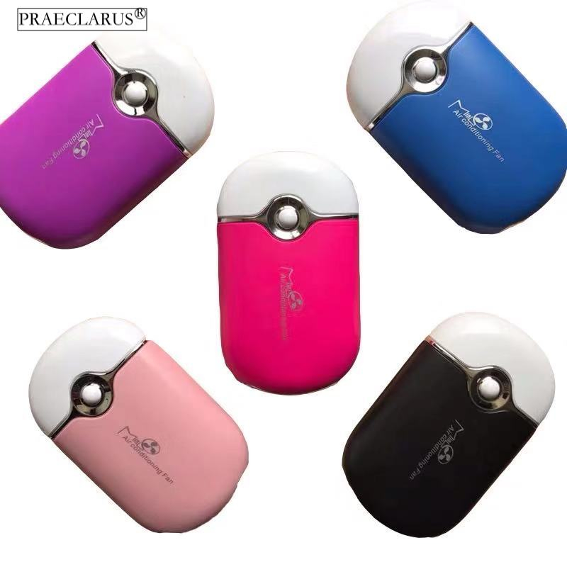Praeclarus พัดลม USB ขนาดเล็กเครื่องปรับอากาศพัดลมระบายความร้อนแบบชาร์จไฟได้แบบพกพาสําหรับต่อขนตาพัดลมระบายความร้อนแบบใช้มือถือ USB Cooler