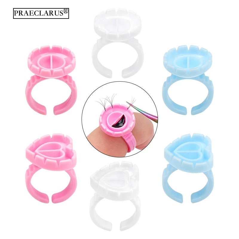 Praecalrus กาวติดขนตาแหวนถ้วยพัดลมง่ายกาวผู้ถือแหวนคอนเทนเนอร์ Disposabl Sun ดอกไม้กาวแหวนถ้วย Lash เครื่องมือขยาย