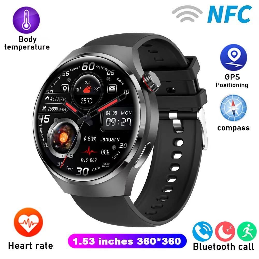 GT4 Pro Smart Watch Suitable for HUAWEI WATCH 4 Pro Jupiter Steel Watch Band Heart Rate and Blood Glucose Evaluation Spherical Sapphire Glass Watch 4 Pro Jupiter