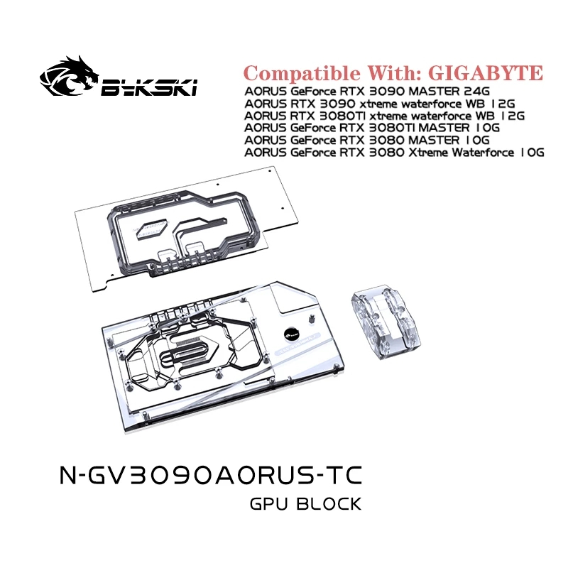 Bykski GPU บล ็ อกสองด ้ านใช ้ สําหรับ Gigabyte Aorus RTX3090/3080/3080TI Master/Xtreme Backplane Water Cooling Video Card N-GV3090AORUS-TC