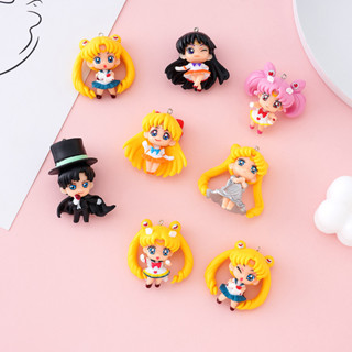 โมเดลฟิกเกอร์ PVC อนิเมะเซเลอร์มูน Tsukino Usagi Chiba Mamoru Chibiusa Hino Rei Minako Aino Mini Q Version ขนาด 4.8 ซม. 1 ชิ้น