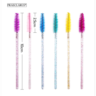 Praeclarus 50 ชิ้น/เซ็ตแปรงขนตาหัวนุ่มสําหรับขนตาคิ้วคริสตัลมาสคาร่า Applicator มาสคาร่า Wand หวี Micro-Brushes แปรงแต่งหน้าเครื่องมือ