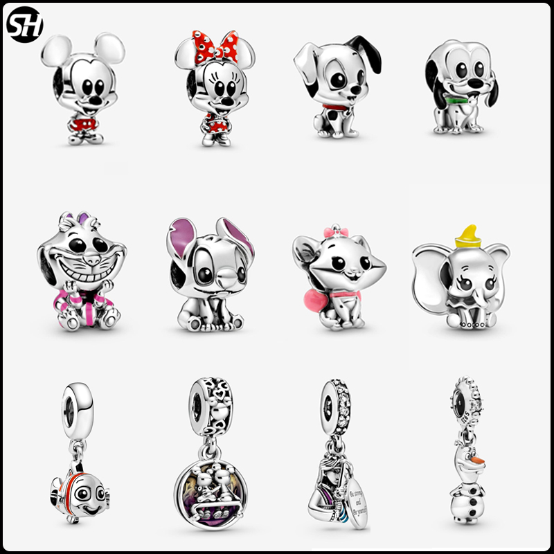 Pan Charm เครื่องประดับ สร้อยข้อมือ ชุบเงิน จี้มิกกี้ มินนี่เมาส์ DIY