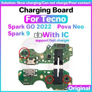 บอร์ดพอร์ตชาร์จ USB สําหรับ Tecno Spark Go 2023 9 Pova Neo KG5 LD7 พร้อมสายแพ IC USB