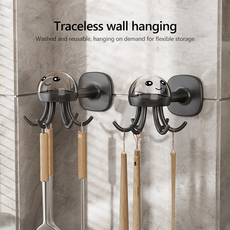 ตะขอแขวนไม้พาย หมุนได้ 360 องศา ไม่ต้องเจาะรู สําหรับห้องครัว