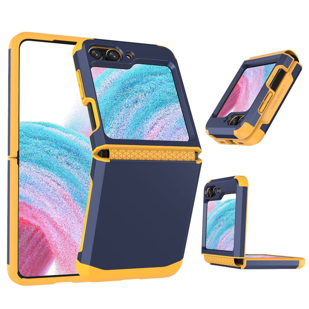 SAMSUNG 2 In 1 Heavy Duty Armorเคสโทรศัพท์Samsung Z Flip 6 5 4 3 Z Flip 4 บานพับป้องกันกันกระแทกMatte PC Flip6 Flip5 Flip4 Flip3 ปกหลัง