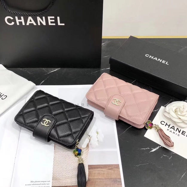ของแท้ 100% กระเป๋าสตางค์ใบสั้น Chanel อเนกประสงค์ ขนาดเล็ก คุณภาพสูง สําหรับผู้หญิง