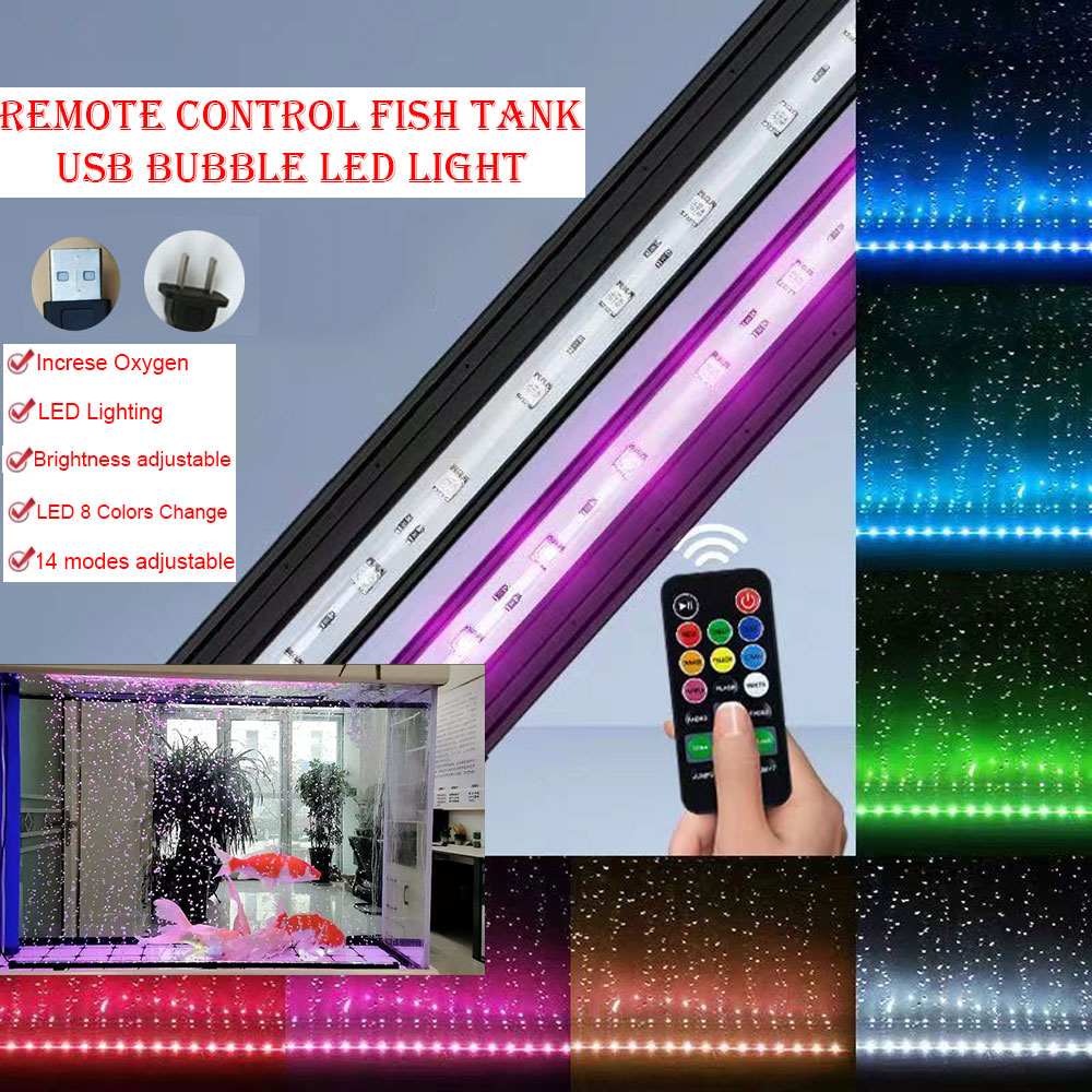 Aquarzoo หลอดไฟ LED 15-60 ซม. เปลี่ยนสีอัตโนมัติ ชาร์จ USB กันน้ํา หลากสี สําหรับตู้ปลา