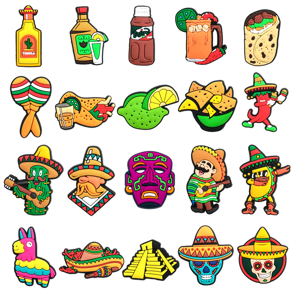 ตลก Jibbit Mexican Food Series PVC Shoe Charms Fit to Sandal and Slipper