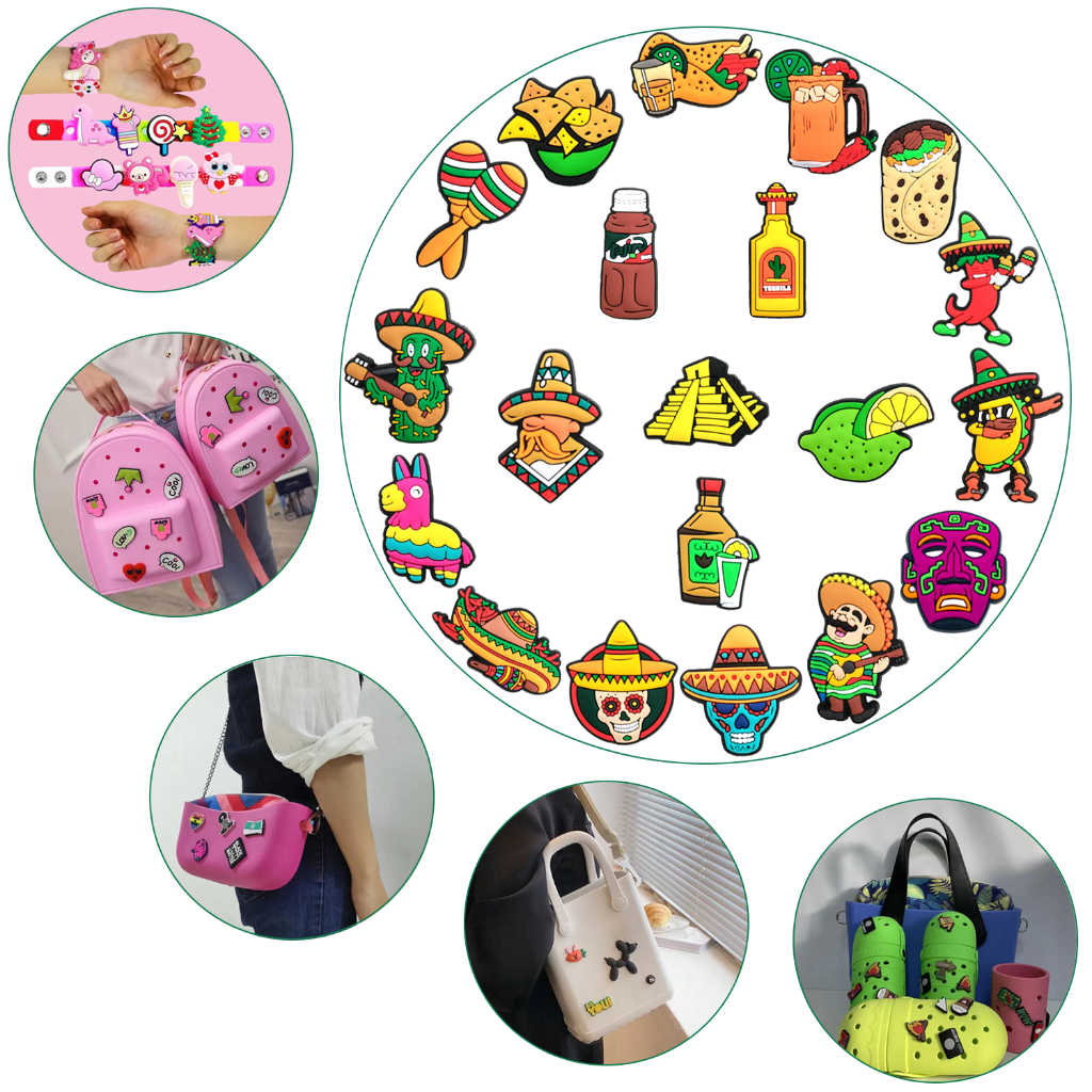 ตลก Jibbit Mexican Food Series PVC Shoe Charms Fit to Sandal and Slipper