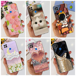 เคสโทรศัพท์มือถือซิลิโคน TPU แบบนิ่ม พิมพ์ลายแมว และดอกไม้น่ารัก สําหรับ Xiaomi Redmi 9C NFC Redmi9 (India) 9A 9AT 9 9i