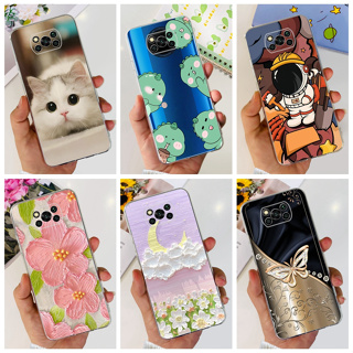 เคสโทรศัพท์ซิลิโคน TPU แบบนิ่ม ลายดอกไม้ และแมวน่ารัก สําหรับ Xiaomi Poco X3 Pro X3 NFC PocoX3