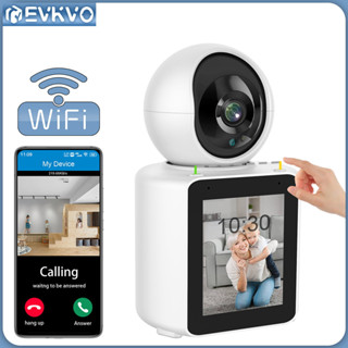 Evkvo กล้องวงจรปิด WIFI IP 4MP ขนาดเล็ก ตรวจจับการเคลื่อนไหว พร้อมหน้าจอมอนิเตอร์ PTZ เพื่อความปลอดภัย สําหรับบ้าน